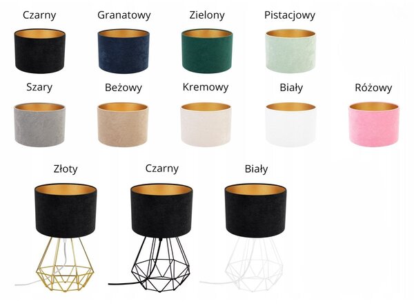 Stolní lampa Mediolan, 1x textilní stínítko (výběr z 10 barev), (výběr ze 4 barev konstrukce), g