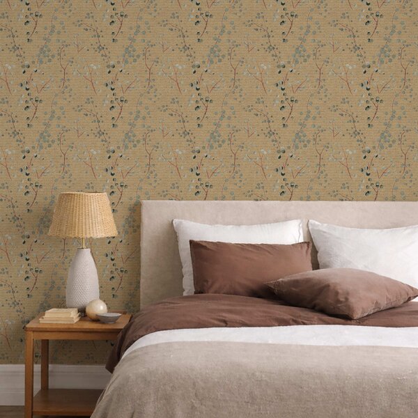Tapety Abstraktní botanický vzor s kruhy, Tapety květiny, a01126 : uwalls.cz