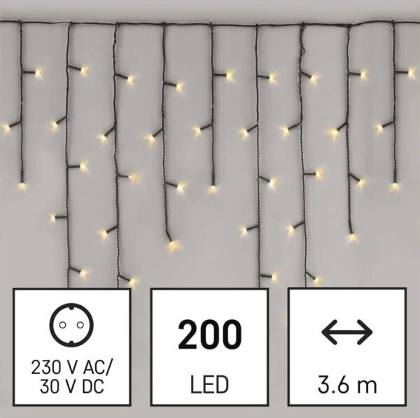 LED venkovní řetěz 200xLED/8 módů 8,6m IP44 teplá bílá