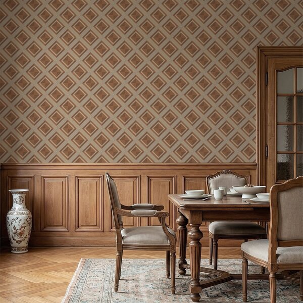 Tapety Geometrický diamantový vzor v terakotových tónech, Tapety abstraktní, a01128 : uwalls.cz