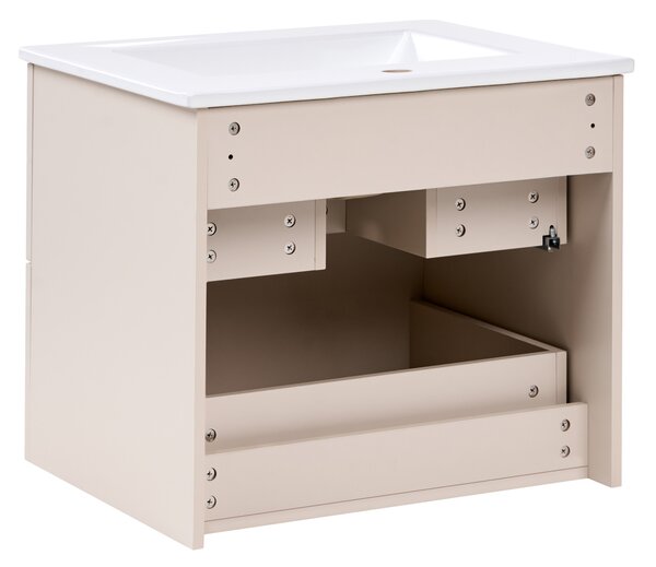 Závěsná koupelnová skříňka s umyvadlem TOTORANI 60 cm Béžová