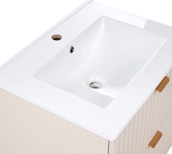 Závěsná koupelnová skříňka s umyvadlem TOTORANI 60 cm Béžová