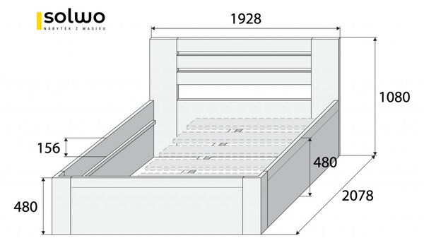 Masivní postel TANGO - Solwo Design Materiál: Buk cink, Barevne provedení: Olejování přírodní 101/201, Specifikace: 140x200