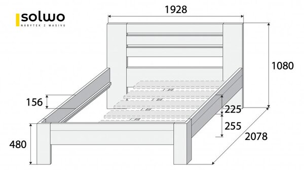 Masivní postel TANGO - Solwo Design Materiál: Buk cink, Barevne provedení: Olejování přírodní 101/201, Specifikace: 140x200