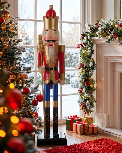 Dekorativní figurka MALARAN 90 cm Louskáček Červená
