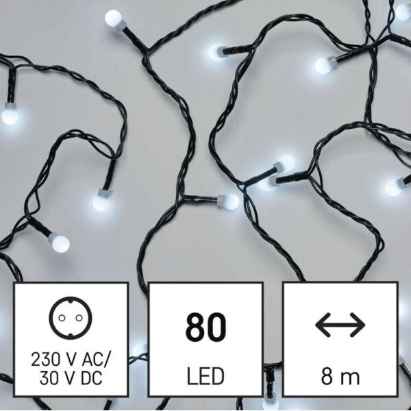 LED venkovní řetěz 80xLED/13m IP44 studená bílá