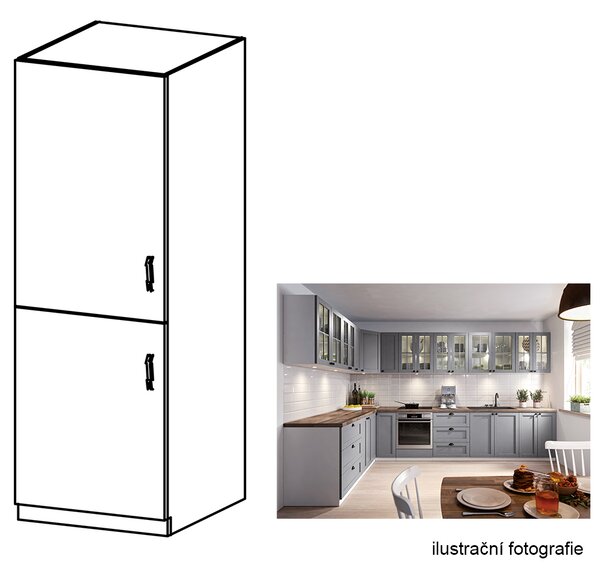 KONDELA Skříňka na vestavěnou lednici, šedá matná / bílá, univerzální, LAYLA D60ZL