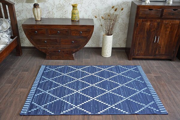 Makro Abra Kusový koberec Sisal COLOR 47268/309 modrý geometrický vzor Rozměr: 120x170 cm