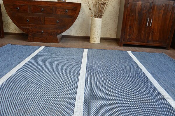 Makro Abra Kusový koberec Sisal COLOR 47011/309 Pruhy modrý Rozměr: 200x290 cm