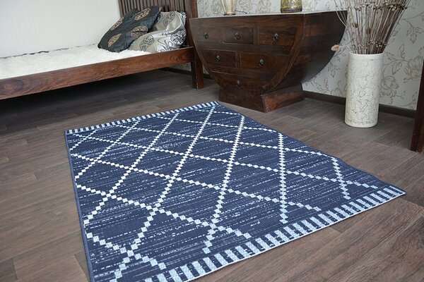 Makro Abra Kusový koberec Sisal COLOR 47268/309 modrý geometrický vzor Rozměr: 120x170 cm