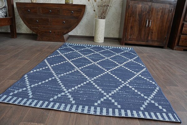 Makro Abra Kusový koberec Sisal COLOR 47268/309 modrý geometrický vzor Rozměr: 120x170 cm