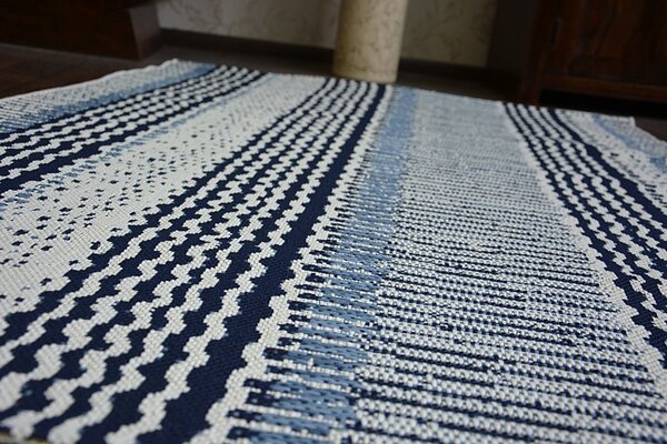 Makro Abra Kusový koberec Sisal COLOR 47276/396 Pruhovaný bílý modrý Rozměr: 120x170 cm