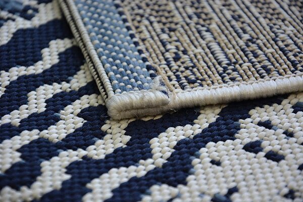 Makro Abra Kusový koberec Sisal COLOR 47276/396 Pruhovaný bílý modrý Rozměr: 120x170 cm