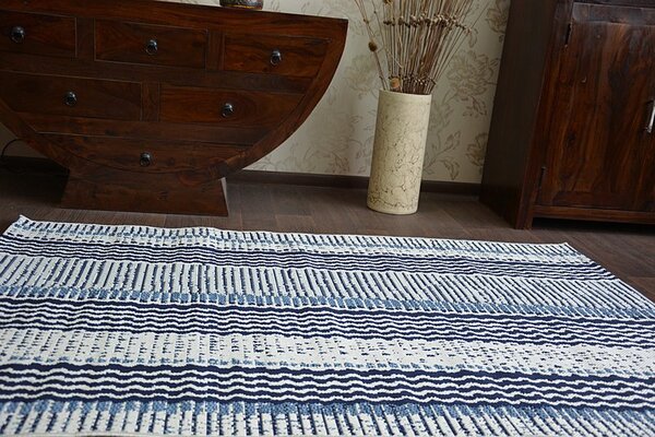Makro Abra Kusový koberec Sisal COLOR 47276/396 Pruhovaný bílý modrý Rozměr: 120x170 cm