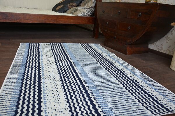 Makro Abra Kusový koberec Sisal COLOR 47276/396 Pruhovaný bílý modrý Rozměr: 120x170 cm