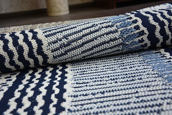 Makro Abra Kusový koberec Sisal COLOR 47276/396 Pruhovaný bílý modrý Rozměr: 120x170 cm