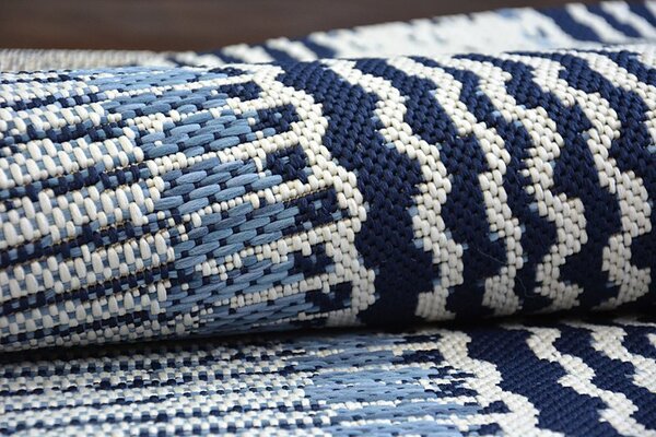 Makro Abra Kusový koberec Sisal COLOR 47276/396 Pruhovaný bílý modrý Rozměr: 120x170 cm
