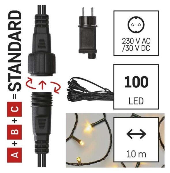 LED venkovní řetěz 100xLED/15m IP44 teplá bílá