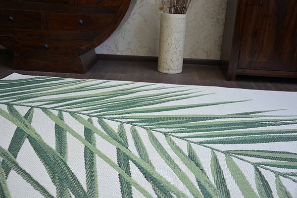 Makro Abra Kusový koberec Sisal COLOR 19434/062 zelené listí Rozměr: 80x150 cm