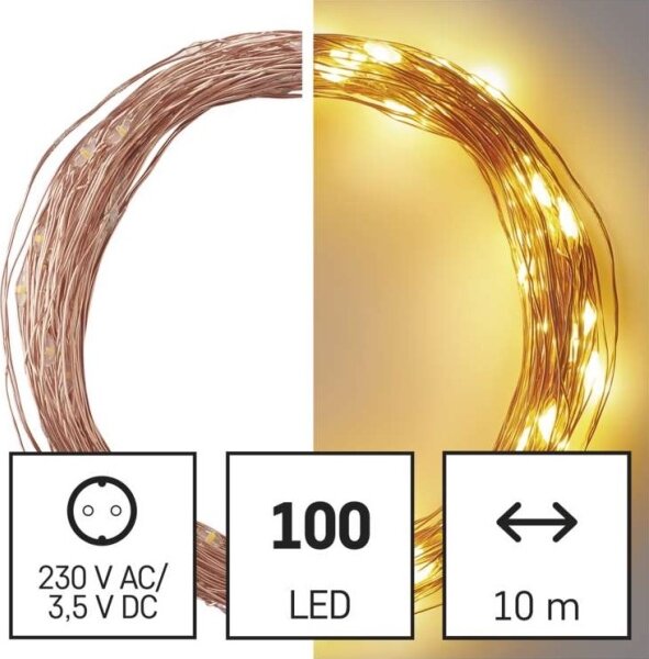 LED venkovní řetěz 100xLED/15m IP44 teplá bílá