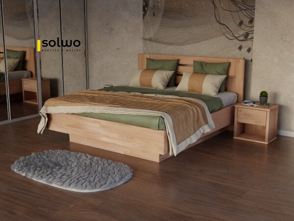 Masivní postel MERKUR - Solwo Design Materiál: Buk cink, Barevne provedení: Olejování přírodní 101/201, Specifikace: 140x200