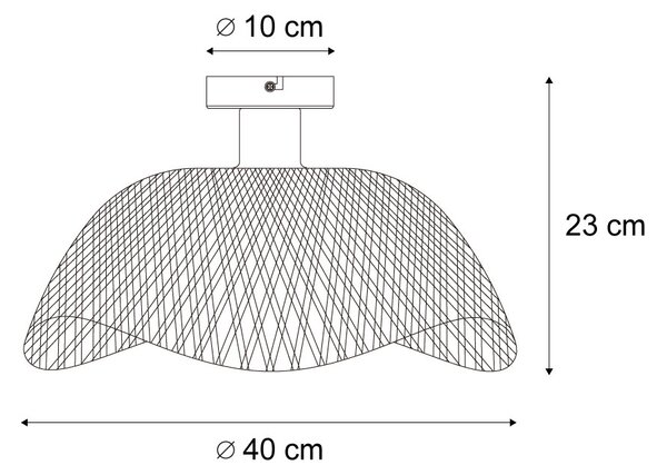 Stropní svítidlo v art deco stylu, černé bambusové, 40 cm - Alka