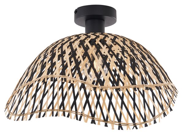 Stropní svítidlo v art deco stylu, černé bambusové, 40 cm - Alka