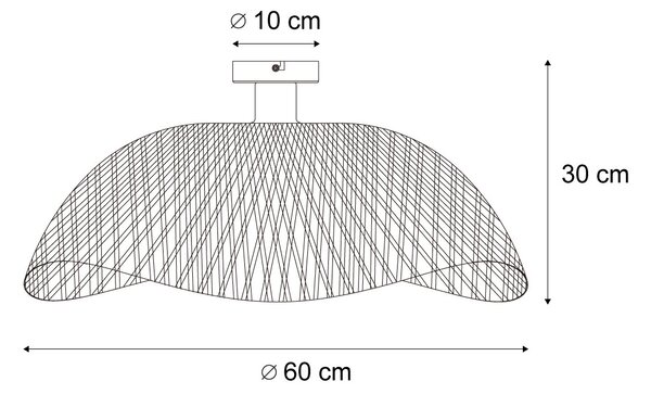 Stropní svítidlo v art deco stylu, černé bambusové, 60 cm - Alka
