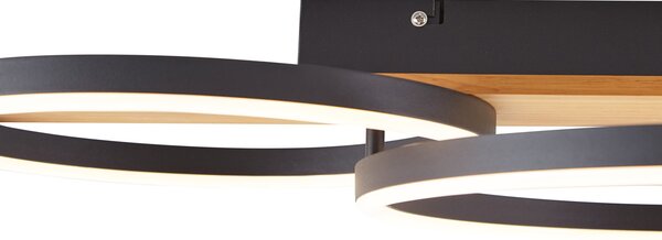 Designové stropní svítidlo černé kulaté vč. LED s 3-stupňovým stmíváním - Nimue