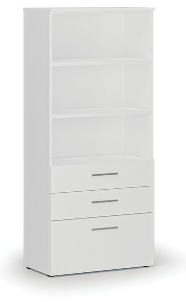Kancelářská skříň s kombinovanými zásuvkami PRIMO WHITE, 800 x 420 x 1781 mm, bílá