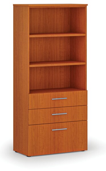 Kancelářská skříň s kombinovanými zásuvkami PRIMO WOOD, 800 x 420 x 1781 mm, třešeň