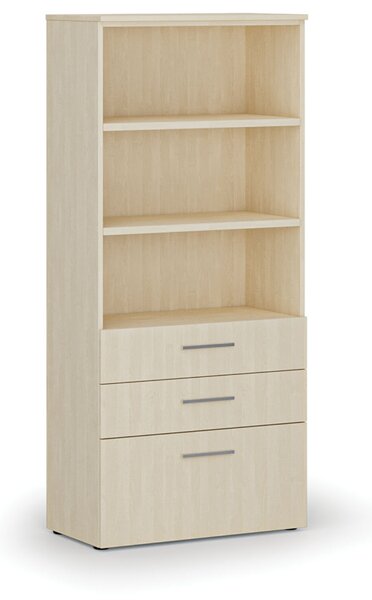 Kancelářská skříň s kombinovanými zásuvkami PRIMO WOOD, 800 x 420 x 1781 mm, bříza