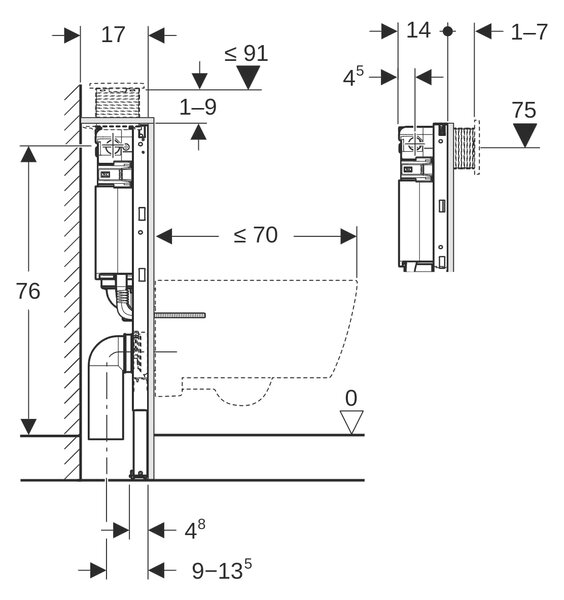 Geberit Duofix podomítkový wc modul pro závěsnou mísu 111.003.00.2