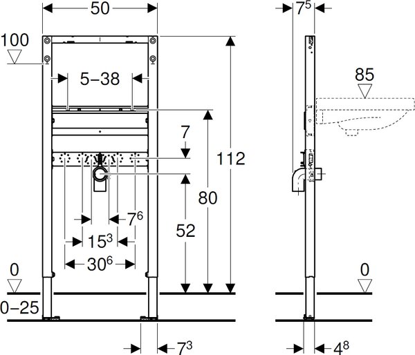 Geberit Duofix podomítkový wc modul pro umyvadlo 111.430.00.2