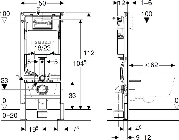 Geberit Duofix podomítkový wc modul pro závěsnou mísu 111.170.00.2
