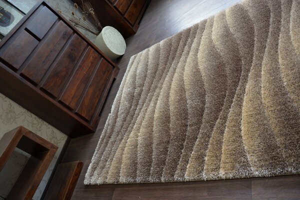 Makro Abra Kusový koberec Shaggy SPACE 3D B222 světle hnědý Rozměr: 80x150 cm