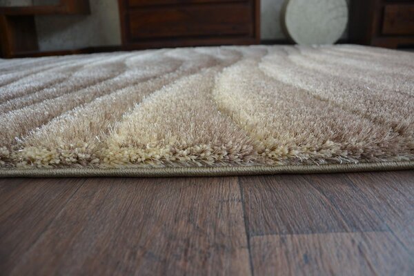 Makro Abra Kusový koberec Shaggy SPACE 3D B222 světle hnědý Rozměr: 80x150 cm