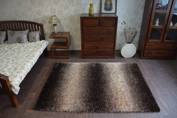 Makro Abra Kusový koberec Shaggy SPACE 3D B315 hnědý Rozměr: 80x150 cm