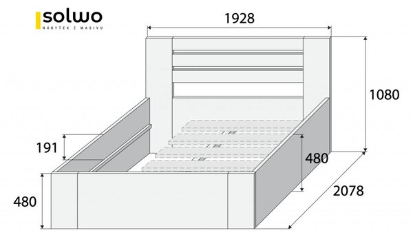 Masivní postel LONDON - Solwo Design Materiál: Buk cink, Barevne provedení: Olejování přírodní 101/201, Specifikace: 160x200
