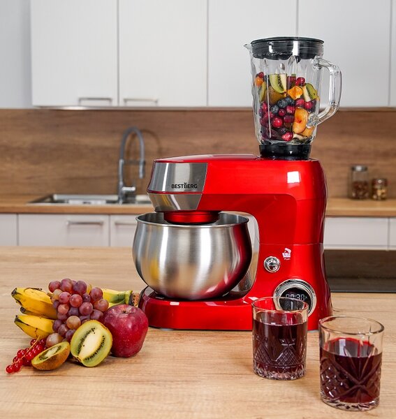 Multifunkční kuchyňský robot BestBerg BBR-1900R / 1900 W / 5 l / 12 rychlostí / červená