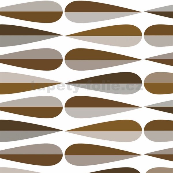Ubrus PVC 132C, metráž, 20 m x 140 cm, retro geometrický vzor šedo-hnědý, IMPOL TRADE