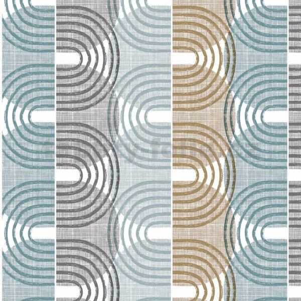 Ubrus PVC 206B, metráž, 20 m x 140 cm, obloučky modro-hnědé, IMPOL TRADE