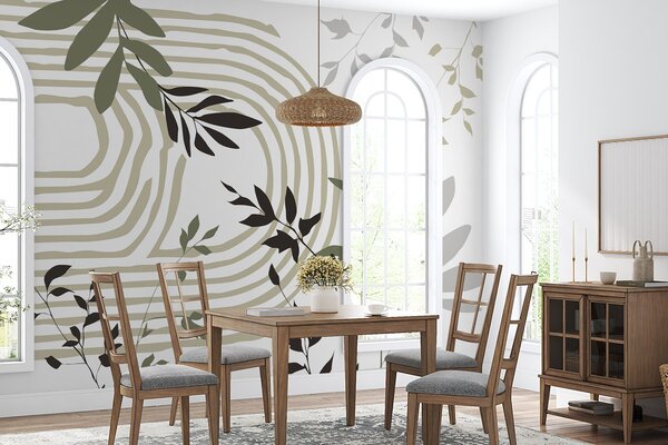 Fototapety Abstraktní siluety rostlin a linie, Tapety Unikátní, w05374v1 : uwalls.cz
