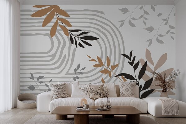 Fototapety Abstraktní siluety rostlin a linie, Tapety Unikátní, w05374 : uwalls.cz