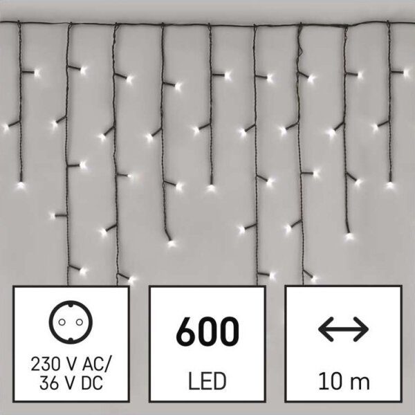LED venkovní řetěz 600xLED/8 módů 15m IP44 studená bílá