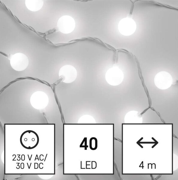 LED venkovní řetěz 40xLED/9m IP44 studená bílá