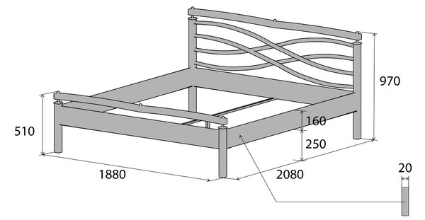 Česká Kovová postel ANGELETA 2 Barevne provedení: černá, Rozměr: 90 x 200 cm