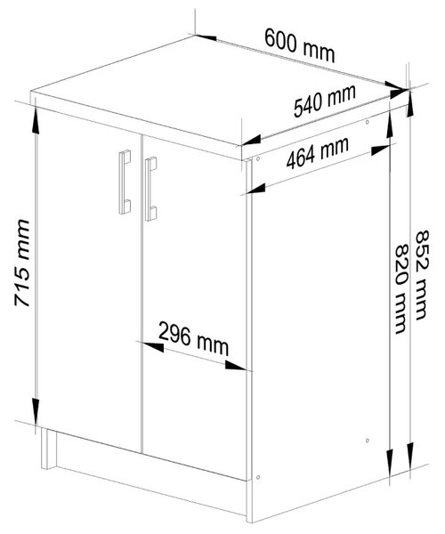 Dolní dvoudveřová skříňka TRIVORA - šířka 60 cm, bílá / dub sonoma