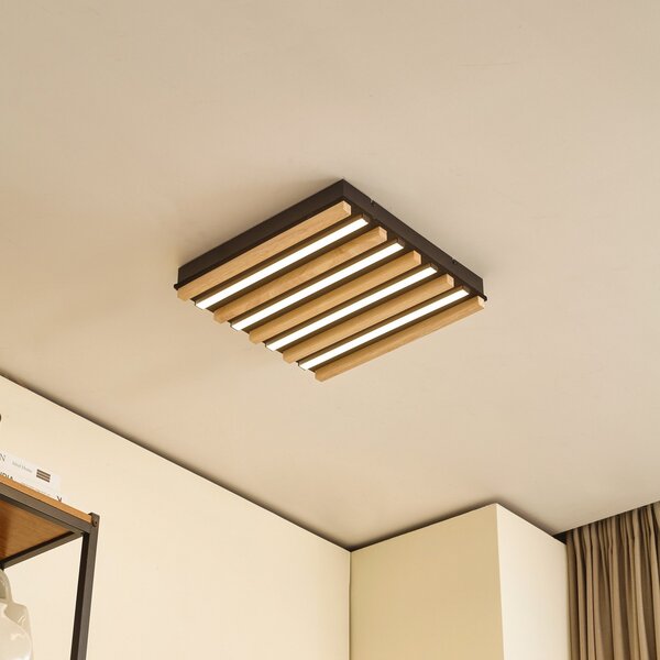 Stropní Lampa Lindby, Firka, stmívatelné, Dřevo, Jídelna, Dřevo, Moderní