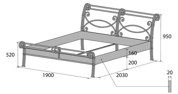 Česká Kovová postel BELLA GRANDE Barevne provedení: stříbrná RAL 9006, Rozměr: 90 x 200 cm